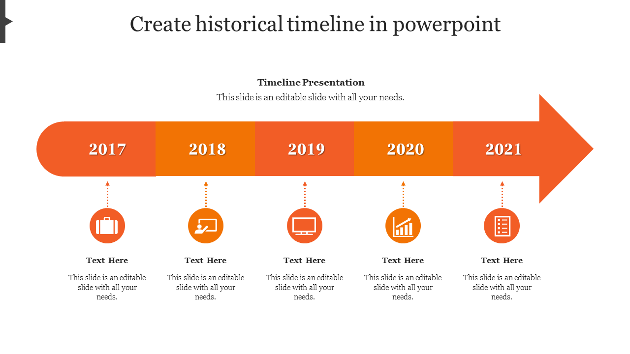 create historical timeline in powerpoint-Orange